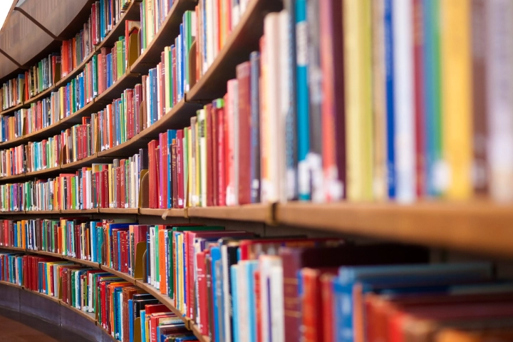 Bücherregale in einer Bibliothek