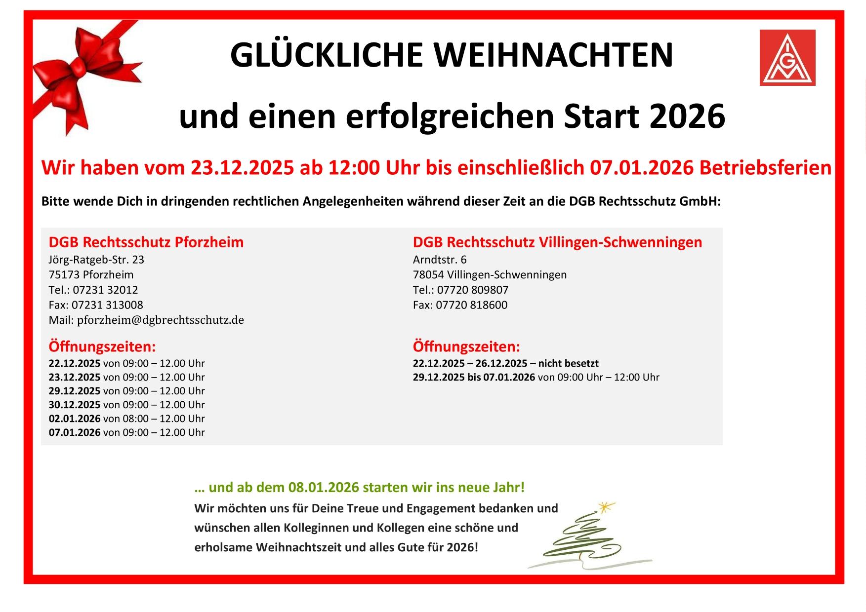 Öffnungszeiten Weihnachten 25